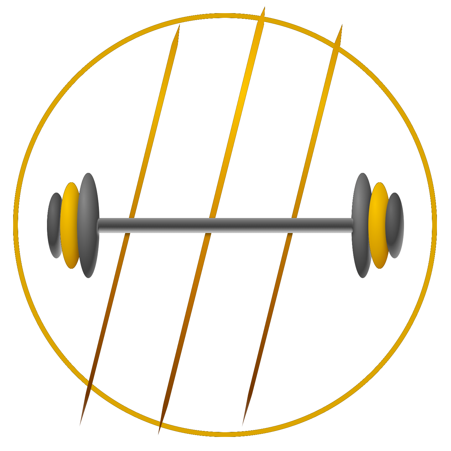 Work Out Wars logo — a gold ring with a dumbbell and claw marks